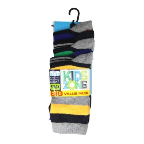 Kids Zone Boys Striped Socks 5 Pairs Socks FabFinds   