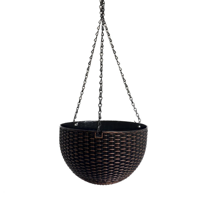 Eve Metallic Effect Self-Watering Hanging Plant Basket 9'' Assorted Colours Plant Pots & Planters FabFinds Bronze  