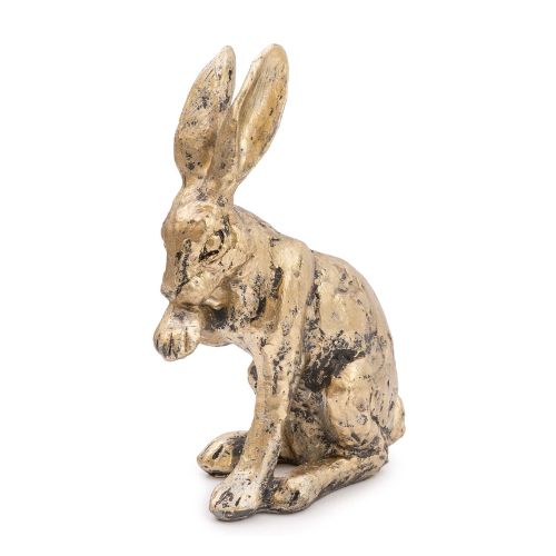 Bronze Rabbit Licking Paw Ornament 12.8cm Home Decorations Candlelight   
