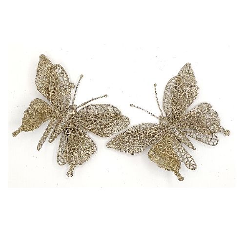 Glitter Butterfly Decorative Christmas Clips Christmas Baubles, Ornaments & Tinsel FabFinds Gold  