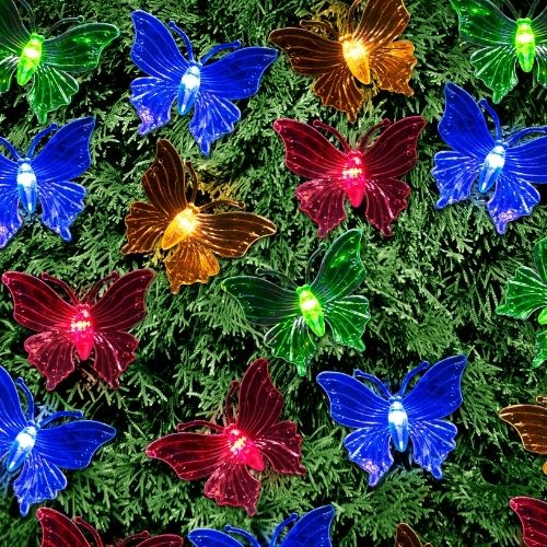 Butterfly Solar Lights 20 LED Assorted Colours Solar Lights FabFinds Multicolour  