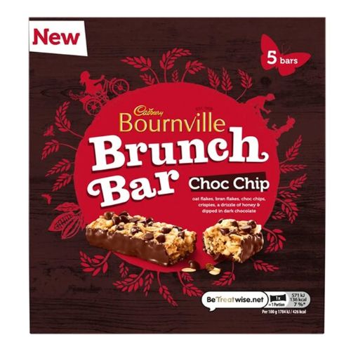 Cadbury Brunch Bar Bournville Choc Chip 5pk 160g Biscuits & Cereal Bars Cadbury   