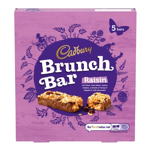 Cadbury Brunch Bar Raisin 5 Bars 145g Biscuits & Cereal Bars Cadbury   