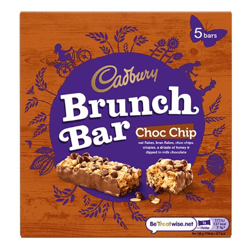 Cadbury Brunch Bar Choc Chip 5pk 160g Biscuits & Cereal Bars Cadbury   