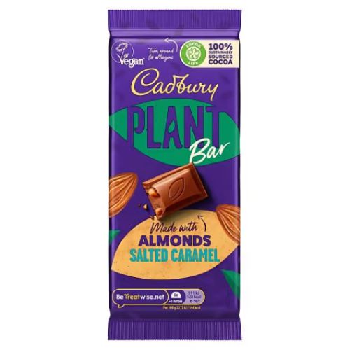 Cadbury Plant Chocolate Bar Almond & Salted Caramel 90g Chocolate Cadbury   