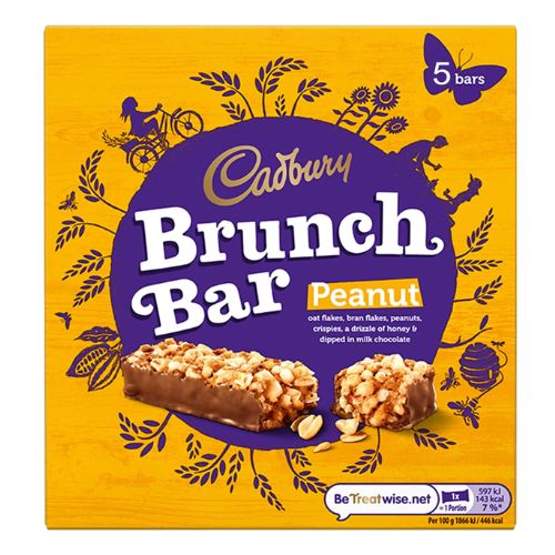 Cadbury Brunch Bar Peanut 5pk 160g Biscuits & Cereal Bars Cadbury   