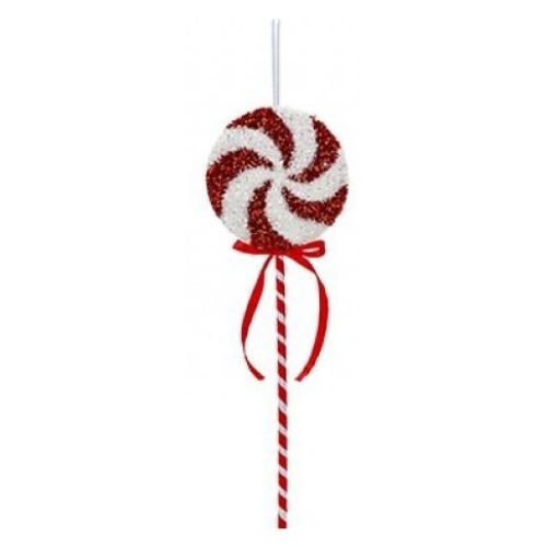 Candy Cane Red & White Hanging Decoration 42cm Christmas Decorations Snow White   
