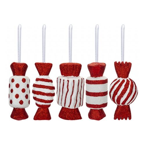 Large Candy Cane Christmas Hanging Decoration Assorted Styles to Christmas Decorations Snow White   