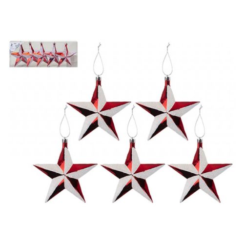 Candy Cane Hanging Star Decorations 5 Pk Christmas Decorations Snow White   