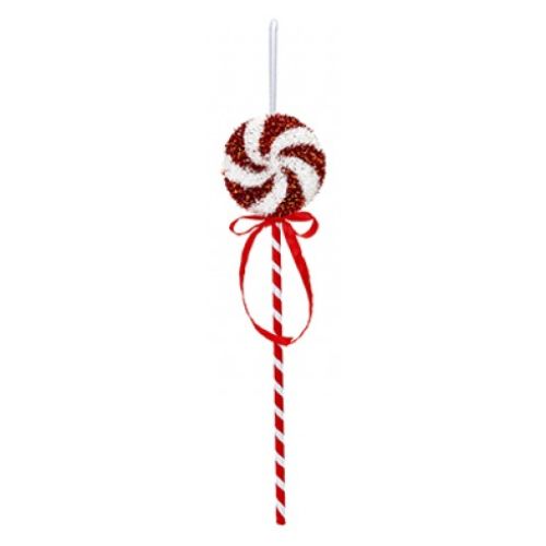 Candy Cane Tinsel Lollipop Christmas Decoration 37cm Christmas Decorations PMS   