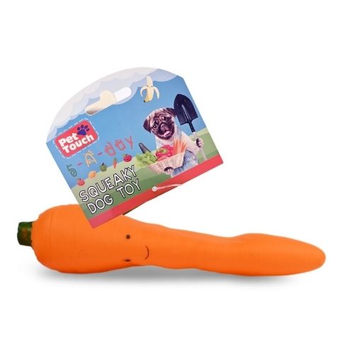 Smiley Squeaky Fruit n' Veg Dog Toys Assorted Designs Dog Toys Pet Touch Cheeky Carrot  