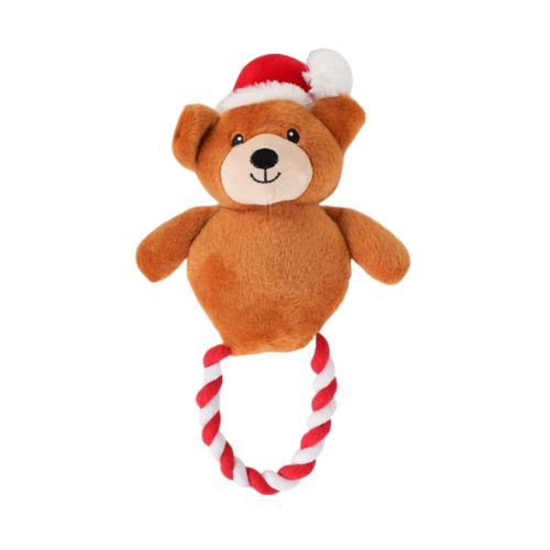 Christmas Bear Rope Dog Play Toy Assorted Colours