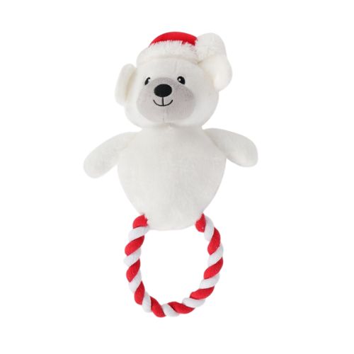 Christmas Bear Rope Dog Play Toy Assorted Colours Dog Toy Paws Behavin' Badly   