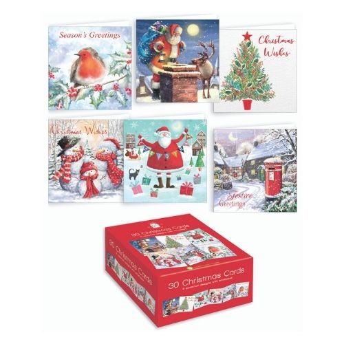 Bumper Boxed Christmas Cards 30 Pack Christmas Cards Gift Works   