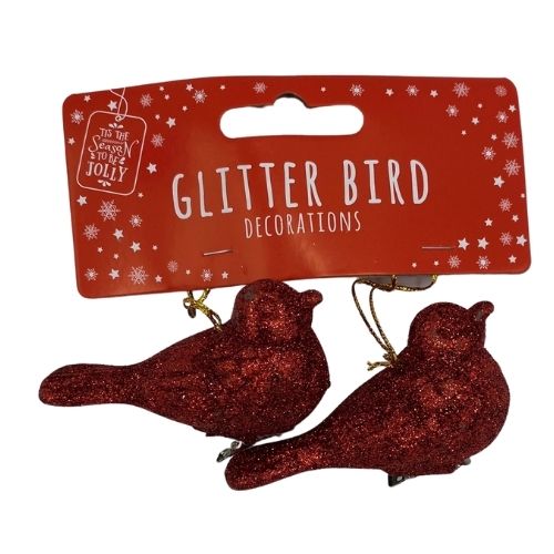 Glitter Bird Christmas Decorations Christmas Baubles, Ornaments & Tinsel FabFinds Red  