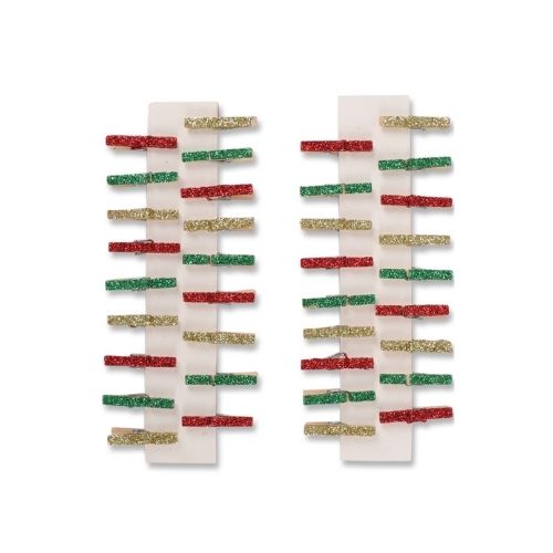 Christmas Glitter Pegs For Cards 36 Pk Christmas Decoration FabFinds Red-Gold-Green  