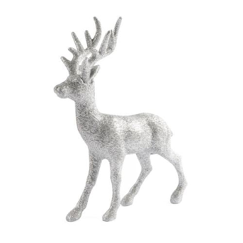 Glitter Reindeer Christmas Decoration Assorted Colours Christmas Decoration FabFinds Silver  