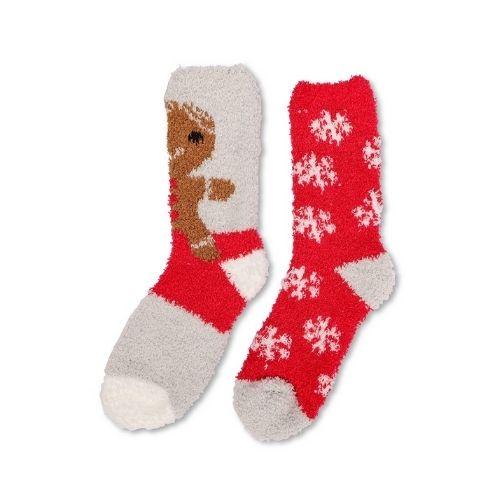 Kids Christmas Gingerbread Cosy Socks 2 Pk Assorted Sizes Kids Snuggle Socks Kids Zone   