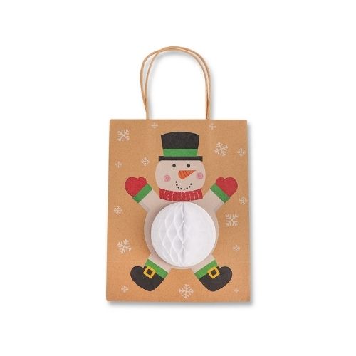 Christmas Paper 3D Honeycomb Gift Bag Assorted Designs Gift Bags PS Imports Snowman  