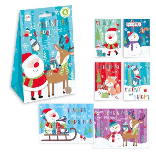 Giftmaker Christmas School Cards 32 Pack Assorted Styles Christmas Cards Giftmaker Wishing You A Merry Christmas  