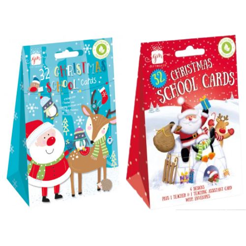 Giftmaker Christmas School Cards 32 Pack Assorted Styles Christmas Cards Giftmaker   