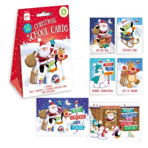 Giftmaker Christmas School Cards 32 Pack Assorted Styles Christmas Cards Giftmaker Merry Christmas  