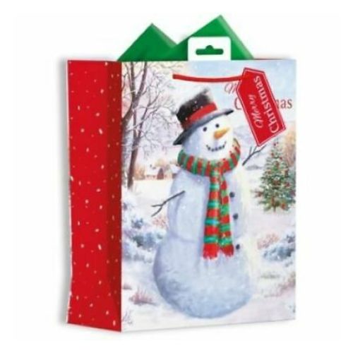 Snowman & Winter Scene Christmas Gift Bag Medium Christmas Gift Bags & Boxes Anker   