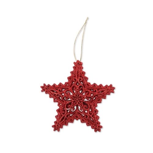 Christmas Star Baubles Assorted Colours 2 Pack Christmas Decorations FabFinds Red  