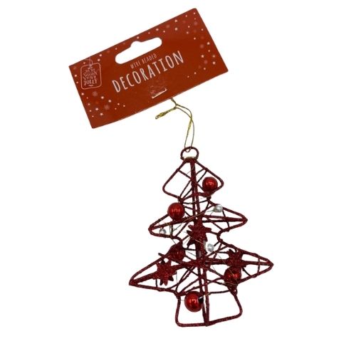 Glitter Wire Beaded Christmas Decoration Assorted Designs Christmas Baubles, Ornaments & Tinsel FabFinds Red and White Xmas Tree  