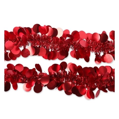 Round Christmas Tinsel Assorted Colours 2M Christmas Tinsel FabFinds Red  
