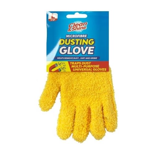 Clean & Shine Microfibre Dusting Glove Large 1 Pack Cloths, Sponges & Scourers Clean & Shine Yellow  
