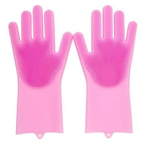 Clean & Shine Scrub Magic Silicone Gloves Cloths, Sponges & Scourers FabFinds Pink  