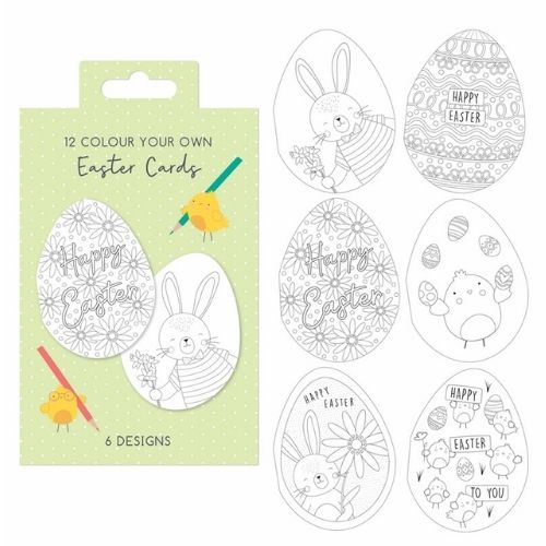 Colour Your Own Easter Cards 12 Pack Easter Gifts & Decorations tallon   