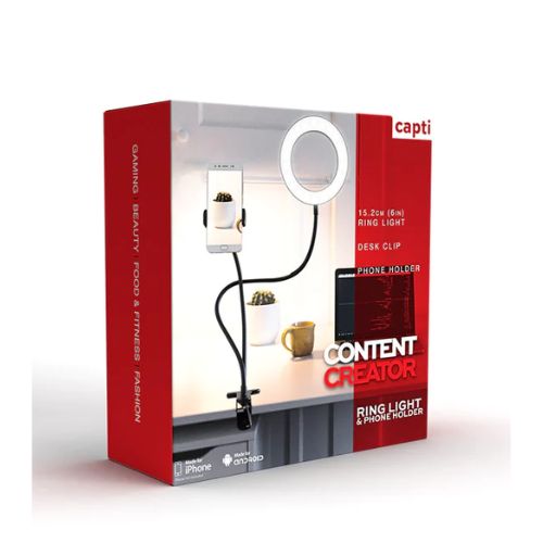 Capti Content Creator Ring Light & Phone Holder 15.2cm Lighting Capti   