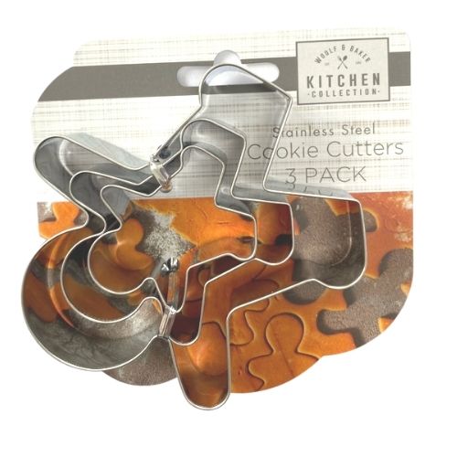 Woolf & Baker Gingerbread Stainless Steel Cookie Cutters 3 Pack Home Baking Kitchen Collection   