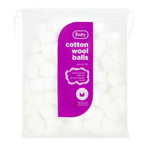 Pretty Cotton Wool Balls 100 Pk Toiletries pretty   