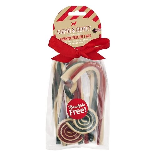 Cupid & Comet Rawhide Free Festive Dog Treat Gift Bag 280g Christmas Gifts for Pets Cupid & Comet   