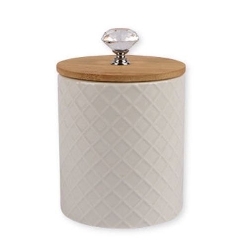 Ceramic Kitchen Canister With Diamante & Bamboo Lid Kitchen Storage FabFinds   