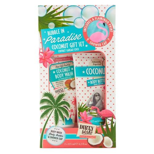 Dirty Works Bubble in Paradise Coconut 3 Piece Gift Set Shower Gel & Body Wash dirty works   