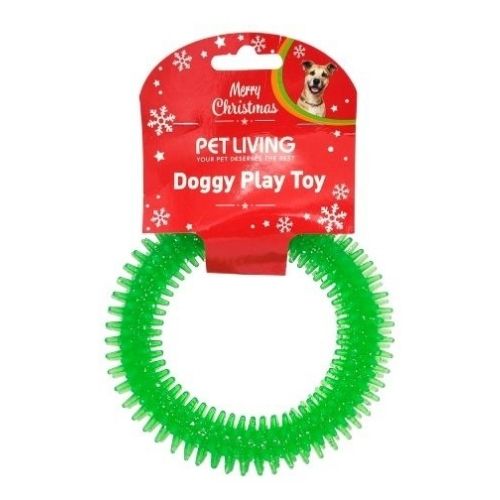 Pet Living Glitter Ring Doggy Play Toy Christmas Gifts for Dogs Pet Living Green  