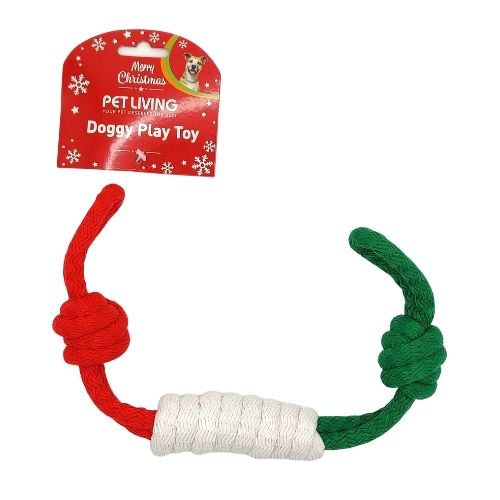 Pet Living Christmas Doggy Cylinder Rope Play Toy Christmas Gifts for Dogs FabFinds   