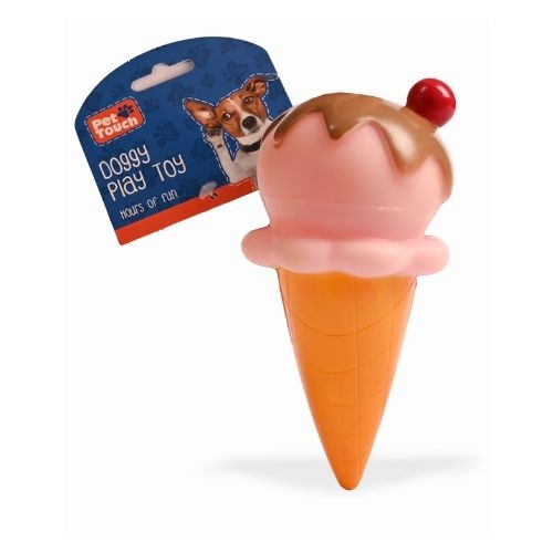 Pet Touch Doggy Play Toy Ice Cream Cone Assorted Colours Dog Toy Pet Touch Chocolate sauce  