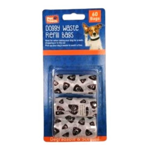 Pet Touch Doggy Waste Refill Bags 60 Pack Pet Cleaning Supplies Pet Touch   