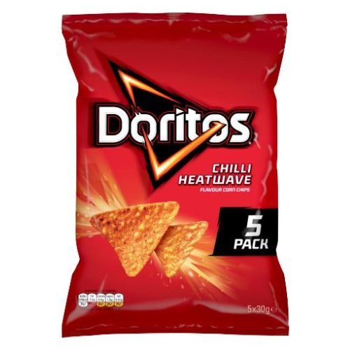 Doritos Chilli Heatwave Tortilla Chips 5 Pack Crisps, Snacks & Popcorn walkers   