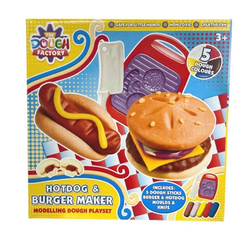 The Dough Factory Hotdog & Burger Maker Modelling Dough Playset Arts & Crafts Nixy Toys   