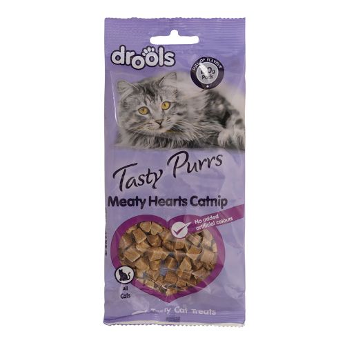 Drools Tasty Purrs Meaty Hearts Catnip Treats 150g Cat Treats Drools   