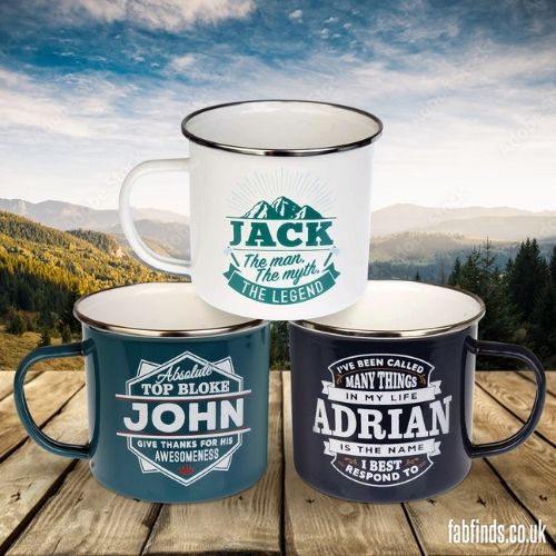 Enamel Personalised Coffee Mug Adrian Mugs FabFinds   