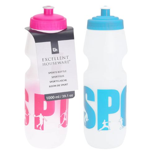 Excellent Houseware Sports Bottle Assorted Colours 1000ml Water Bottles Excellent Houseware   