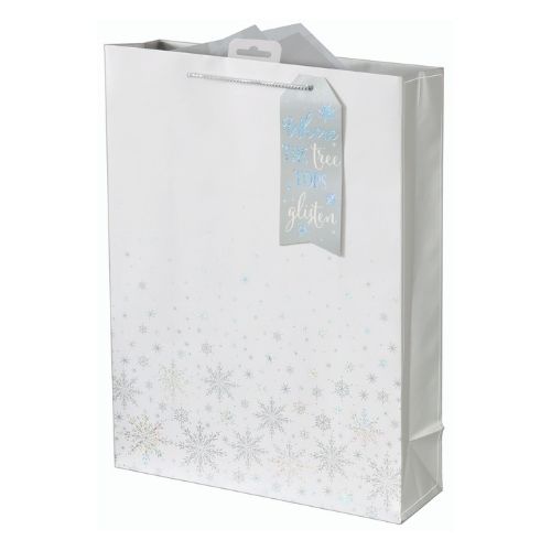 Extra Large Silver Snowflakes Christmas Gift Bag Christmas Gift Bags & Boxes FabFinds   