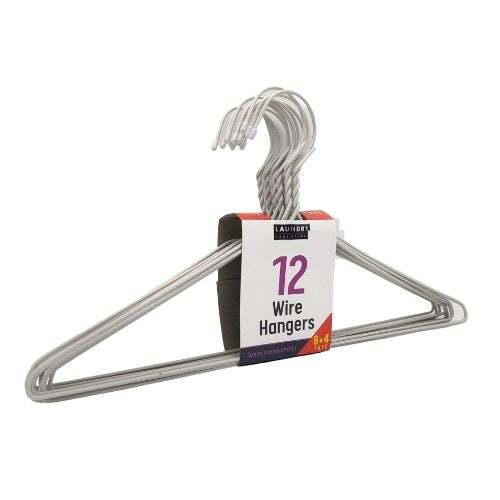Laundry Essentials Coloured Wire Hangers Pack Of 12 Storage Accessories Laundry Essentials White  